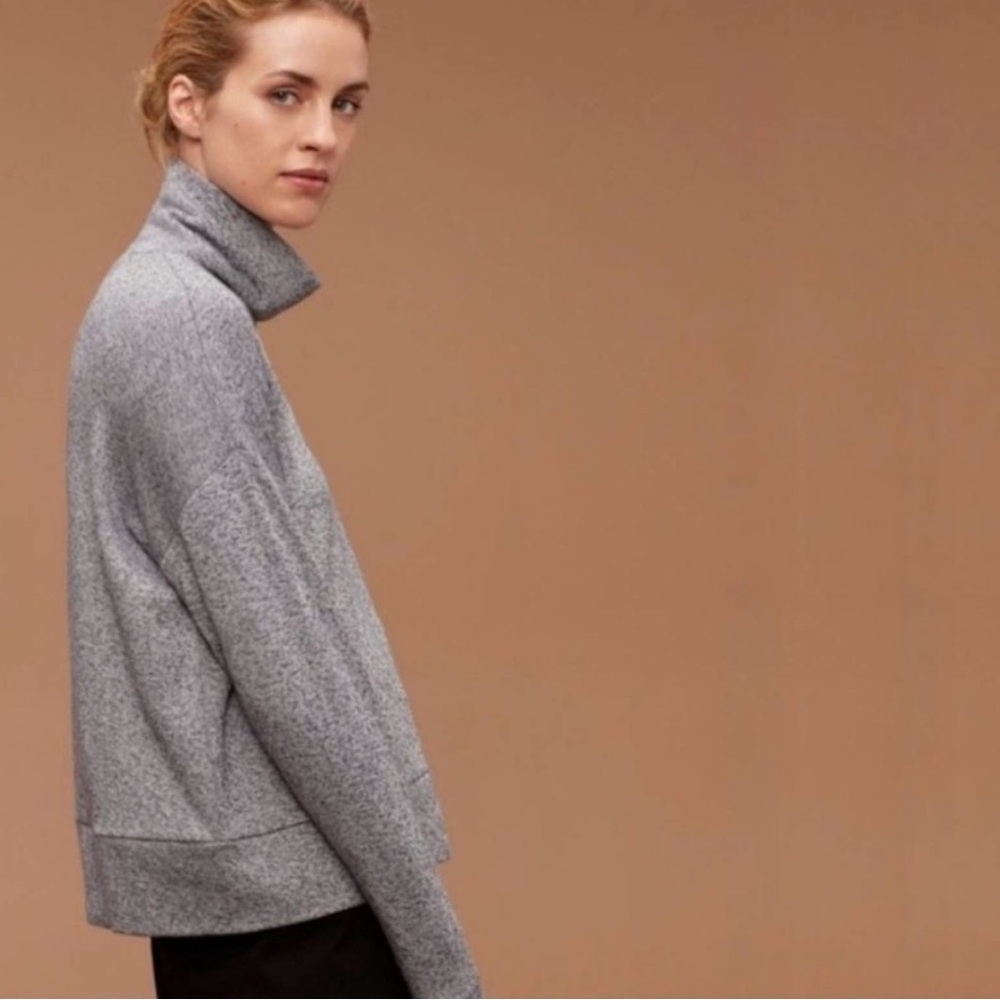 Aritzia | Community Allora Turtleneck Sweater Grey Long Sleeve Lightweight Small